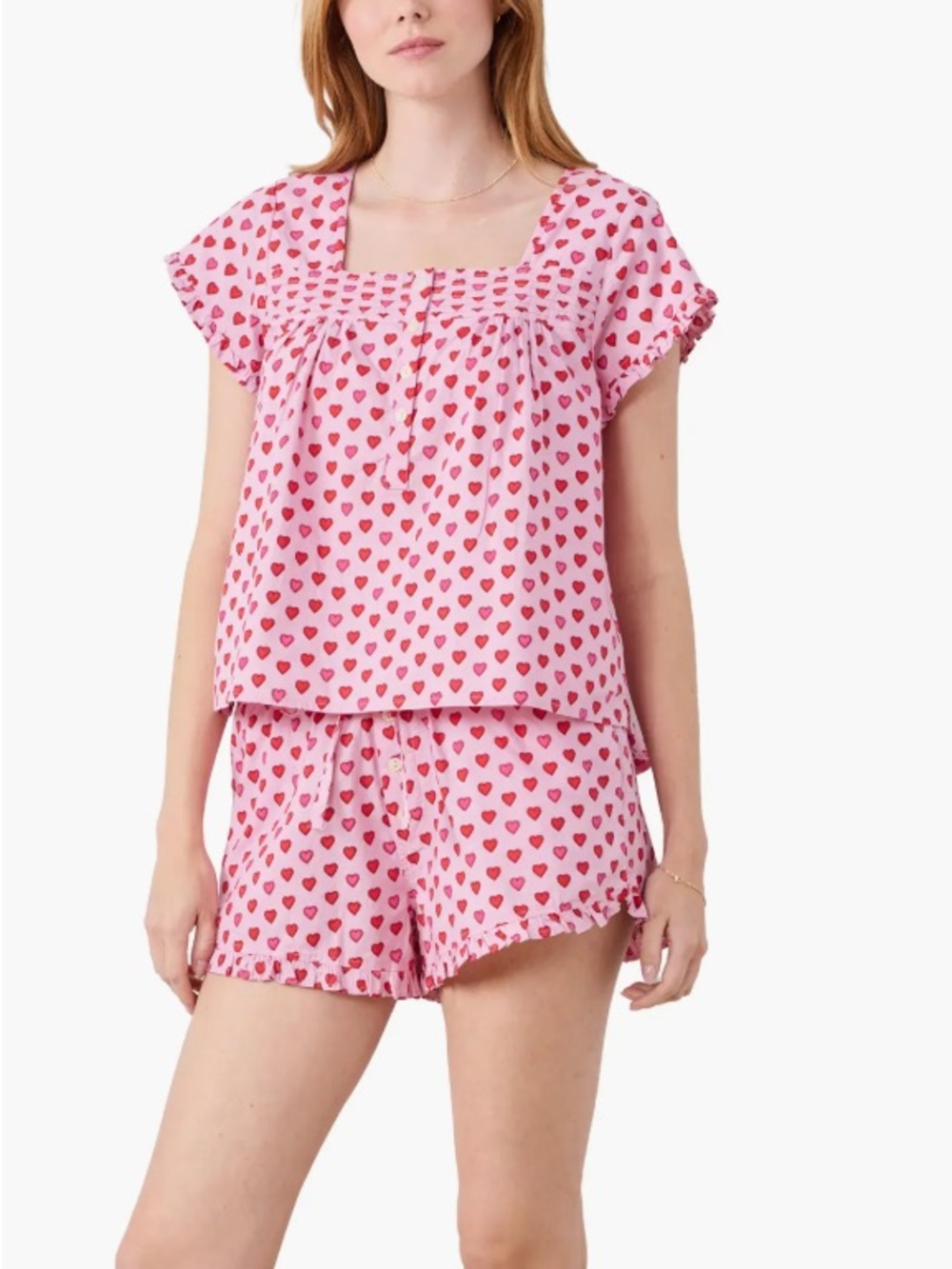 Printfresh Candy Hearts Pintuck Pajama short set